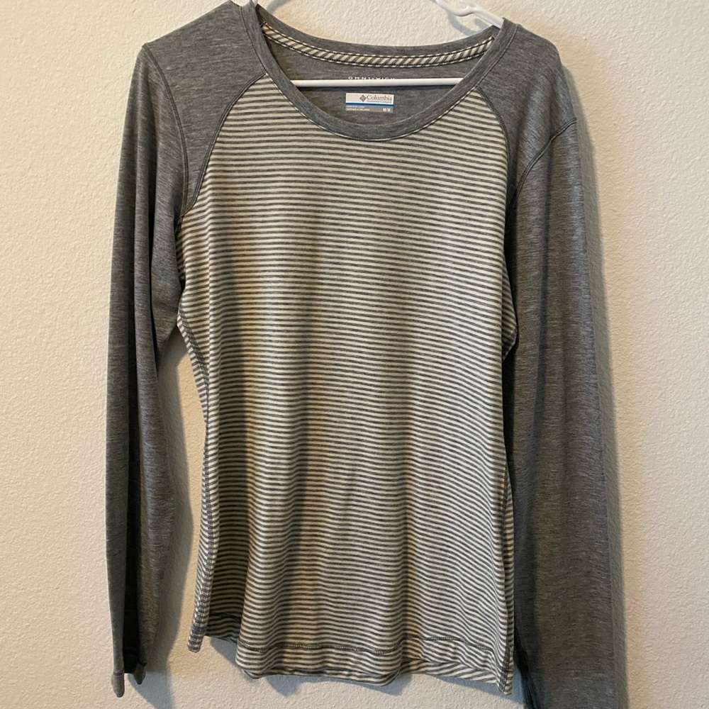Gray striped long sleeve shirt
